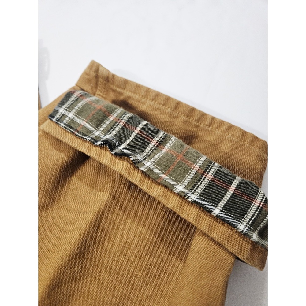 Carhartt Plaid Lined Brown Original Dungaree Fit Canvas Work Pants Mens 42x30 - Picture 2 of 11
